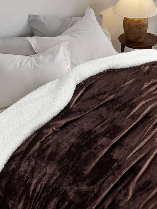Home Ecstasy Sherpa Blanket 350 GSM - Colour: Dark Brown