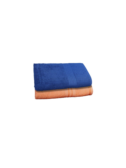 Dreamscape 100% Cotton 520 GSM Bath Towel Set of 2 | Blue & Light Orange