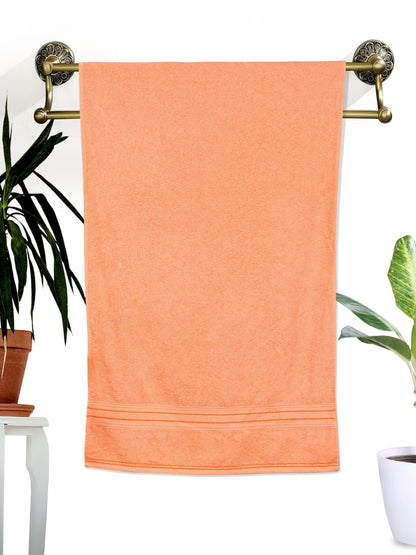 Dreamscape 100% Cotton 520 GSM Bath Towel Set of 2 | Blue & Light Orange