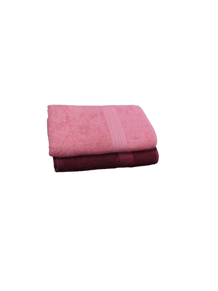 Dreamscape 100% Cotton 550 GSM Bath Towel Set of 2 | Burgundy & Rose