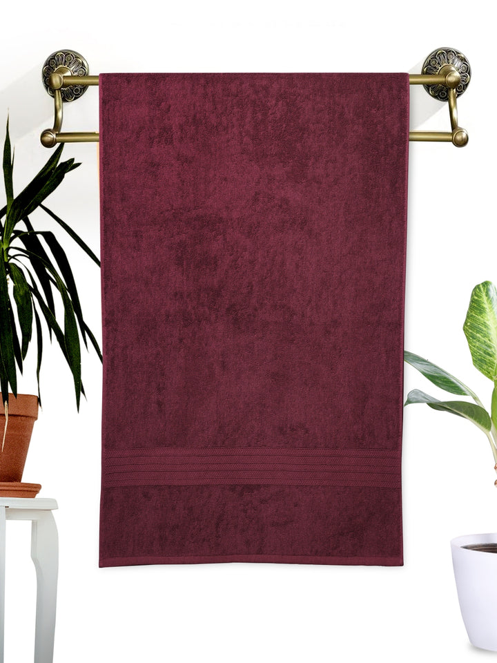 Dreamscape 100% Cotton 550 GSM Bath Towel Set of 2 | Burgundy & Rose
