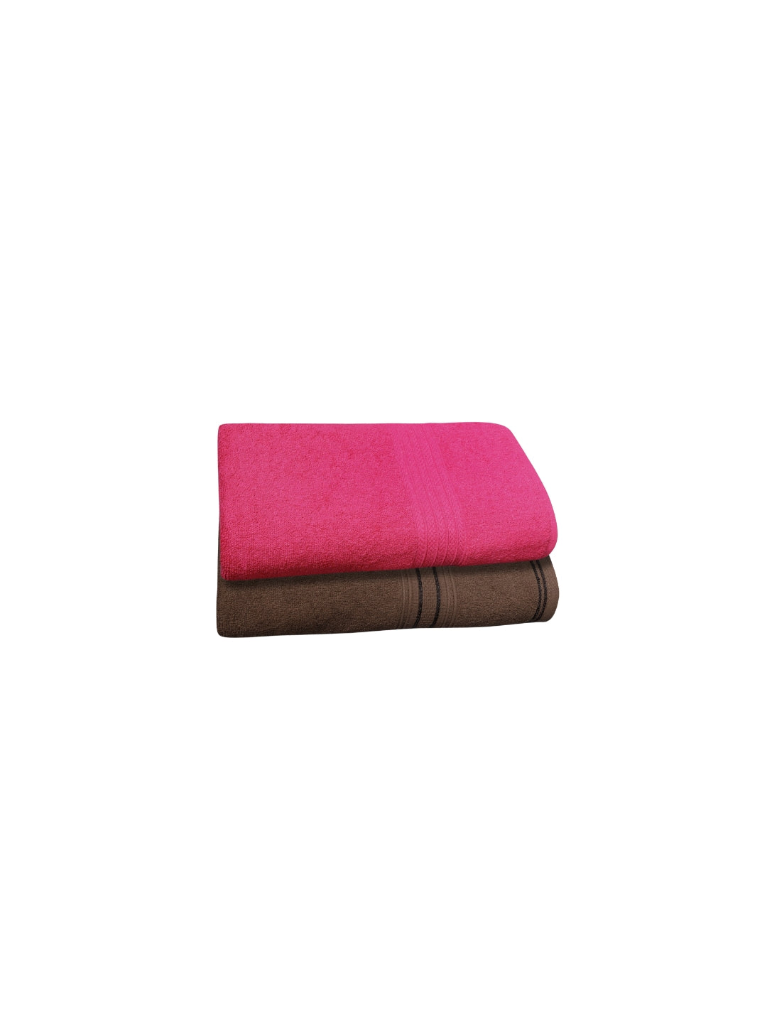 Dreamscape 100% Cotton 520 GSM Bath Towel Set of 2 | Coral & Brown