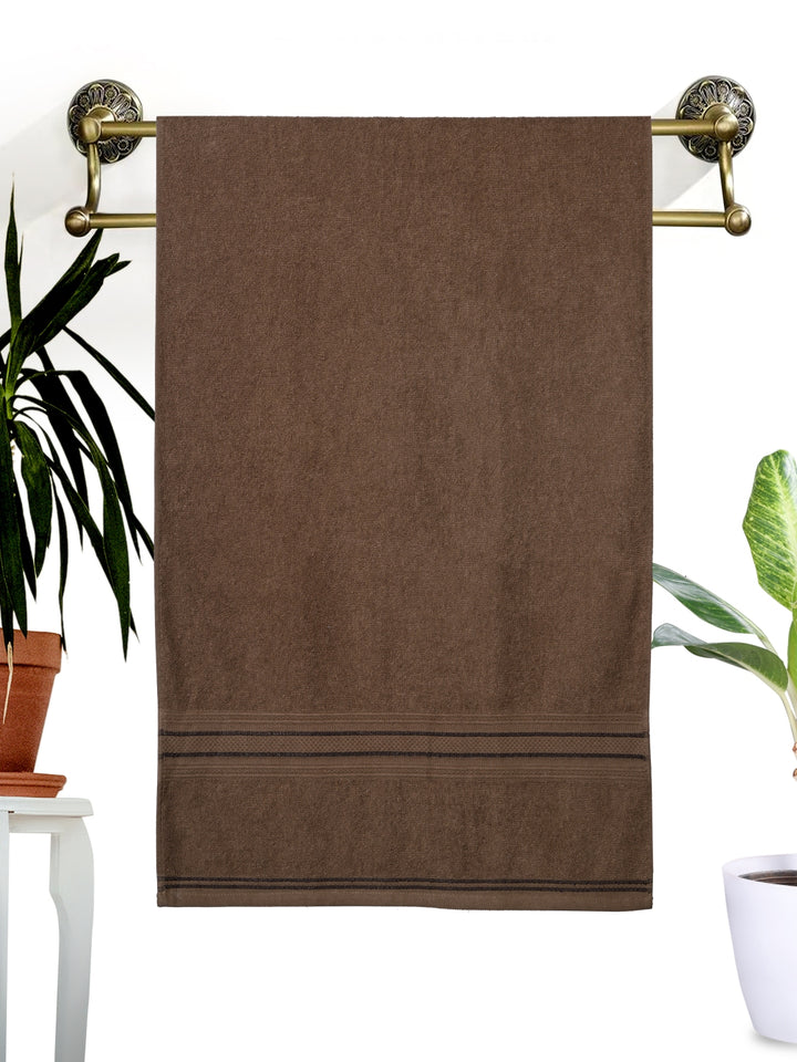 Dreamscape 100% Cotton 520 GSM Bath Towel Set of 2 | Coral & Brown