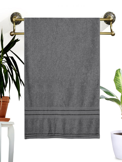 Dreamscape 100% Cotton 550 GSM Bath Towel Set of 2 | Light Grey & Dark Pink