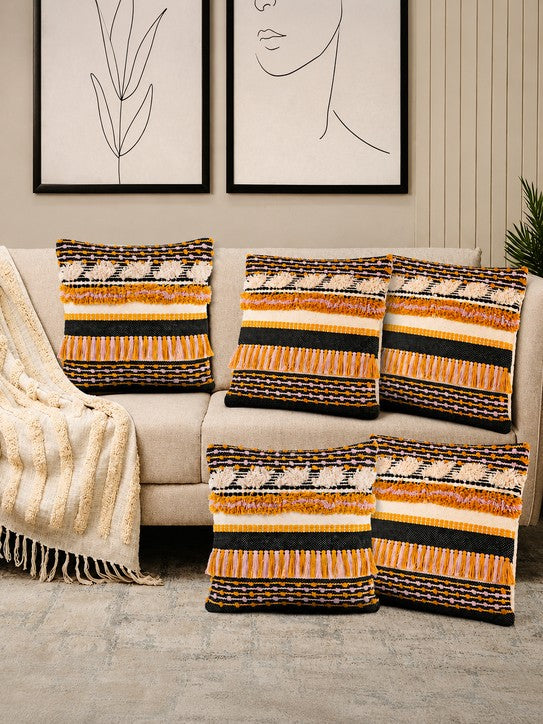Home Ecstasy Boho Cushion Covers (Pack of 5), 18" x 18"