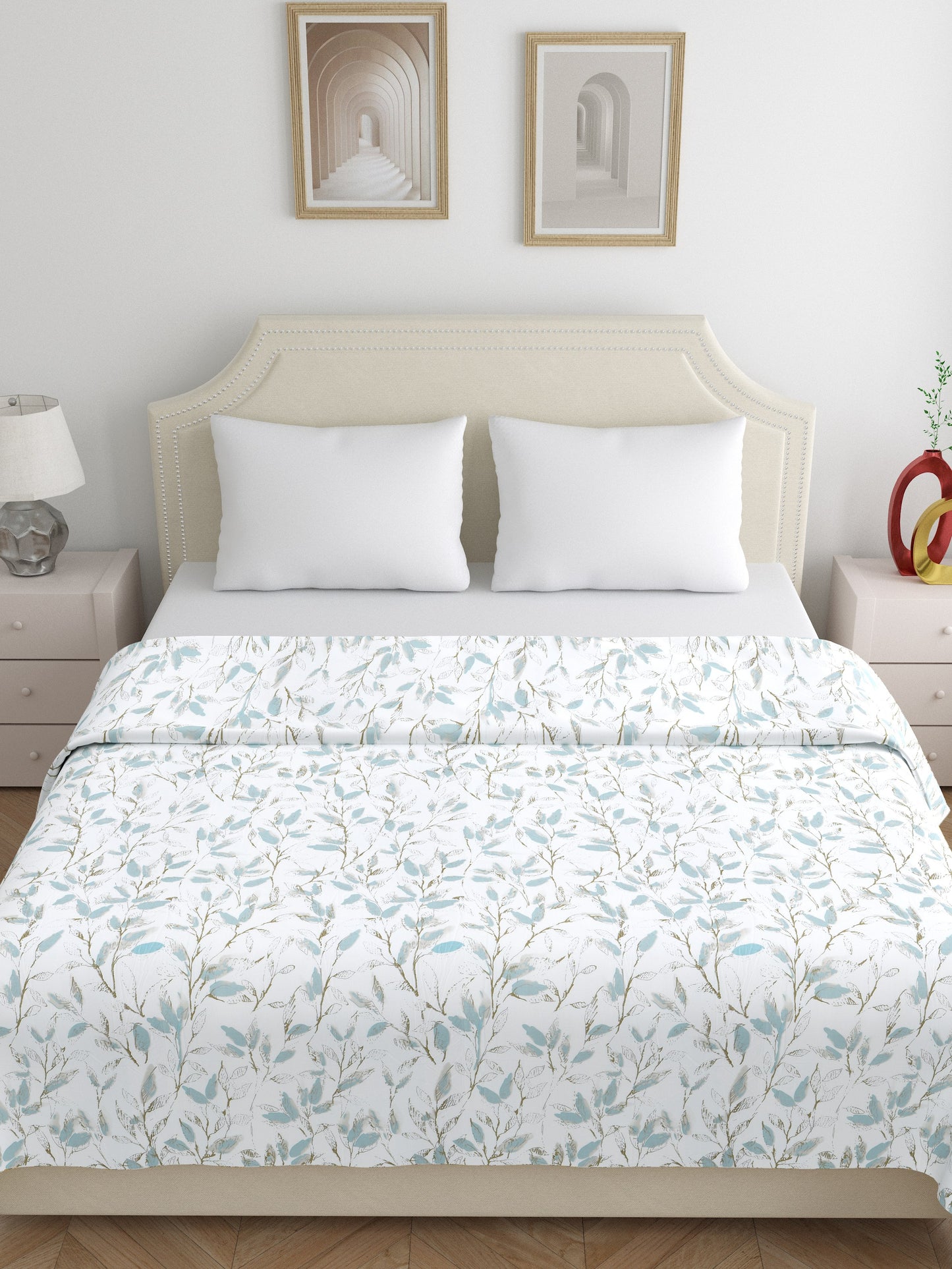 Home Ecstasy 3 Side Zipper Opening Duvet Cover for Double Bed 100% Cotton 300 TC (90 x 100 inch, Colour: White)