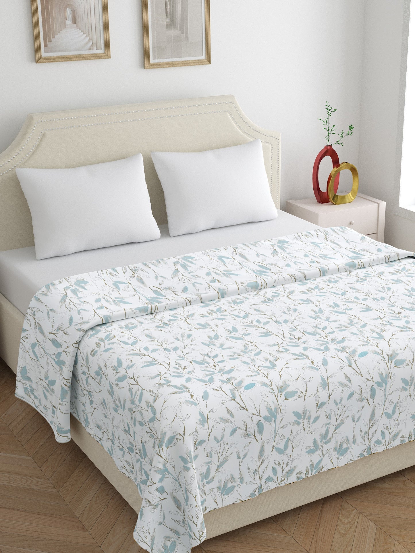 Home Ecstasy 3 Side Zipper Opening Duvet Cover for Double Bed 100% Cotton 300 TC (90 x 100 inch, Colour: White)