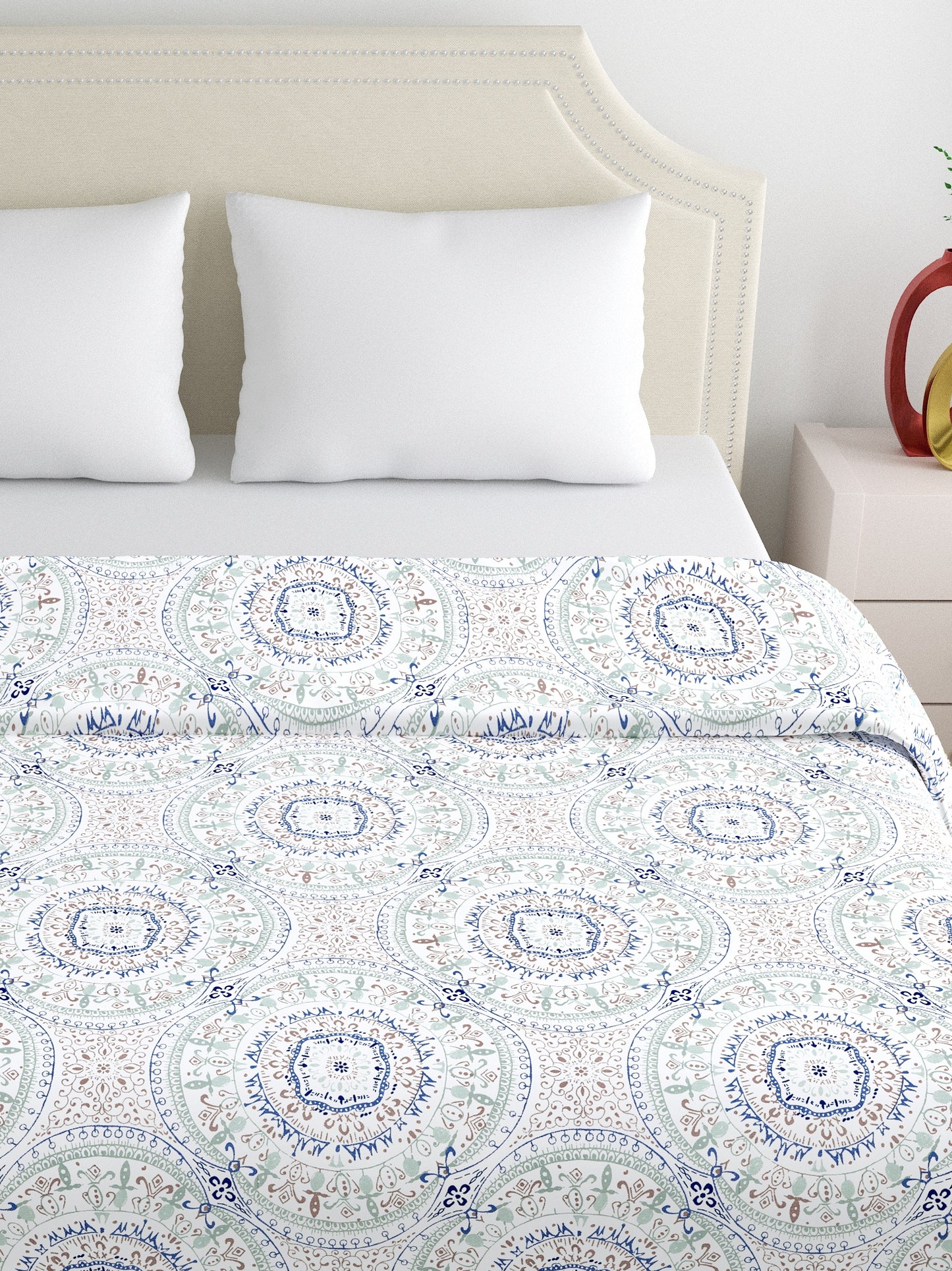 Home Ecstasy 3 Side Zipper Opening Duvet Cover for Double Bed 100% Cotton 300 TC (90 x 100 inch, Colour: Blue)