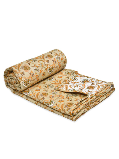 Home Ecstasy 100% Cotton Dohars for Double Bed | 210 TC | Beige
