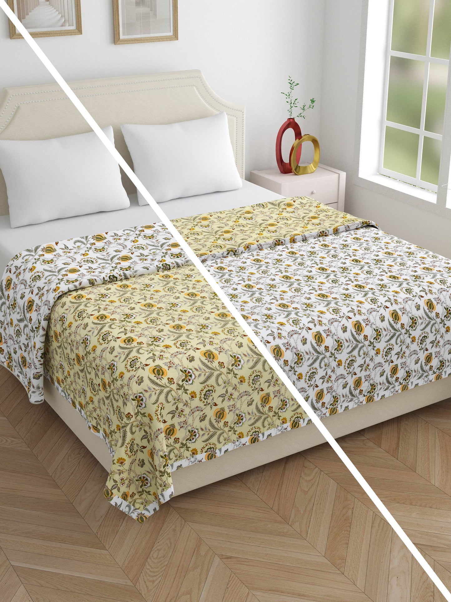 Home Ecstasy 100% Cotton Dohars for Double Bed | 210 TC | Green