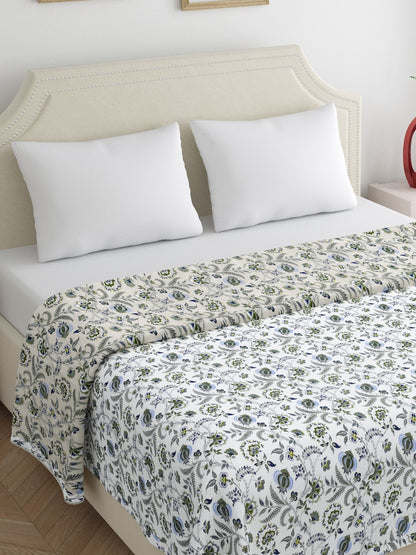 Home Ecstasy 100% Cotton Dohars for Double Bed | 210 TC | Light Blue