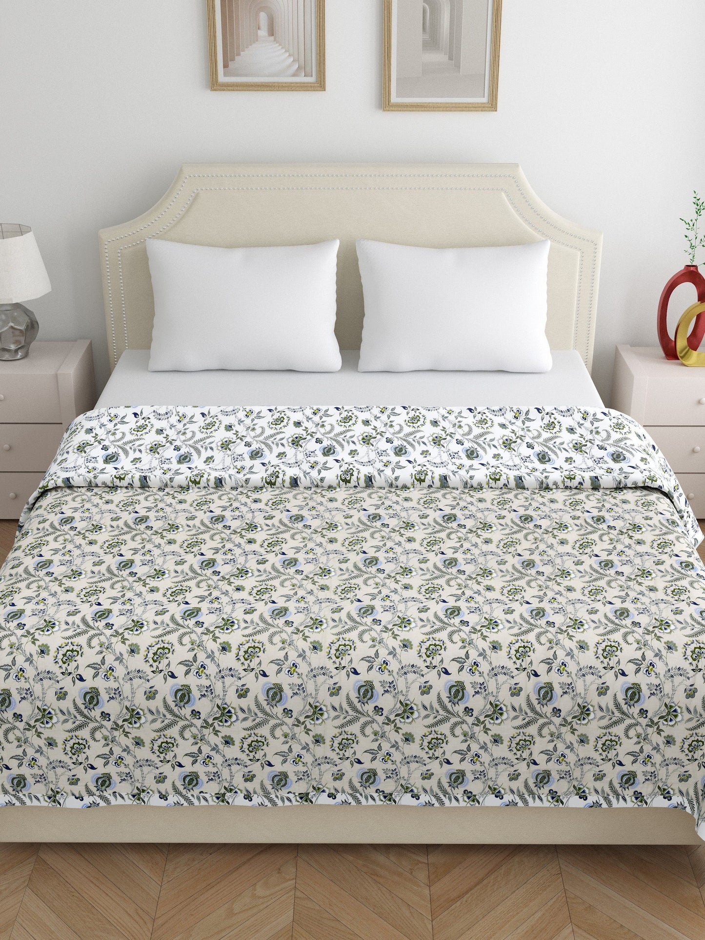 Home Ecstasy 100% Cotton Dohars for Double Bed | 210 TC | Light Blue