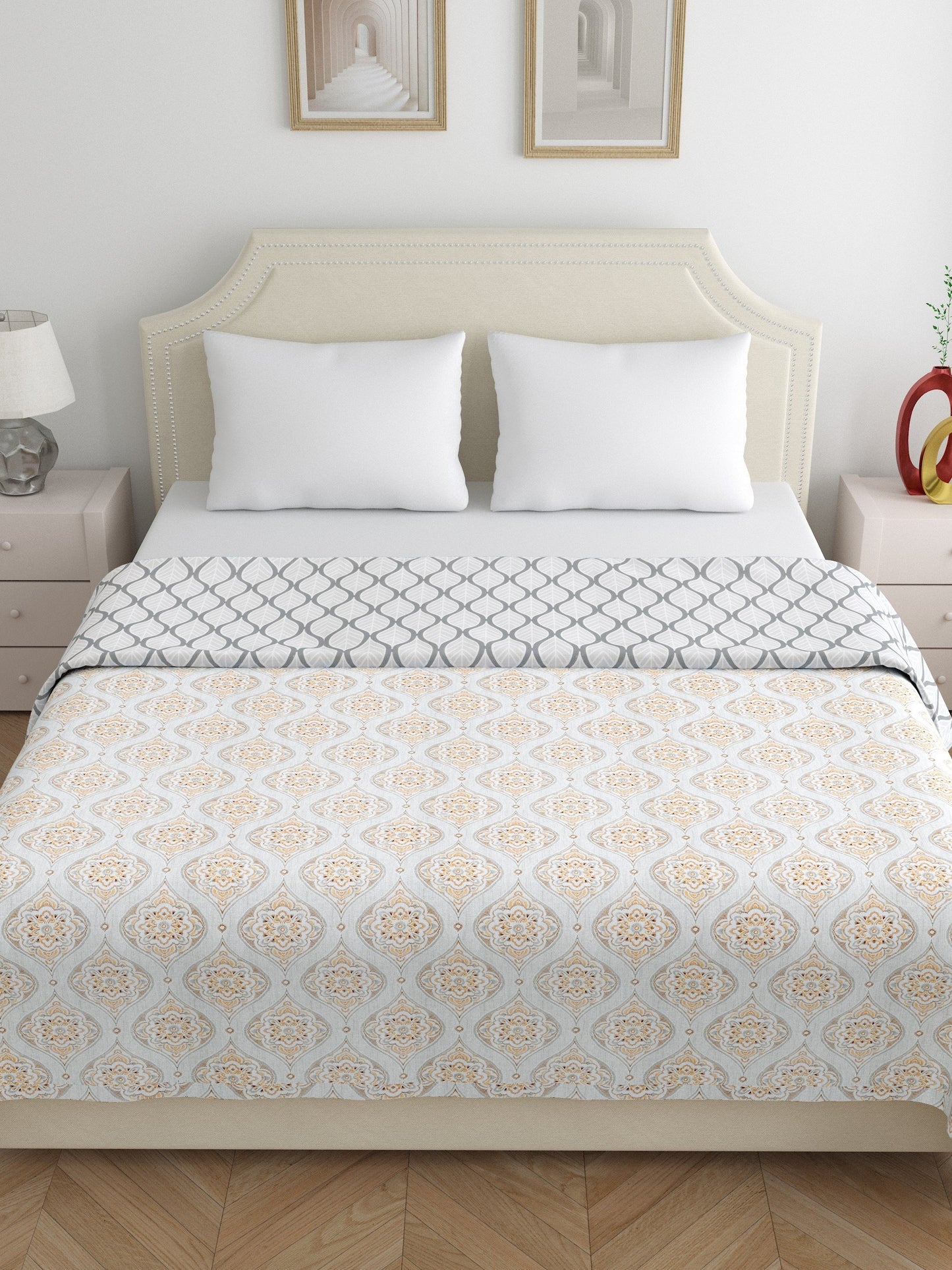 Home Ecstasy 100% Cotton Dohars for Double Bed | 210 TC | Orange