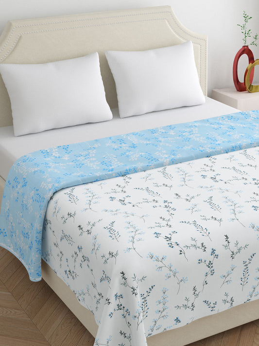 Home Ecstasy 100% Cotton Floral Dohar | 210 GSM | Blue