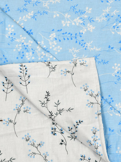Home Ecstasy 100% Cotton Floral Dohar | 210 GSM | Blue