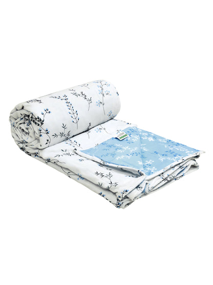 Home Ecstasy 100% Cotton Floral Dohar | 210 GSM | Blue