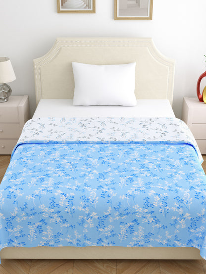 Home Ecstasy 100% Cotton 210 GSM Floral Dohar - Colour: Blue