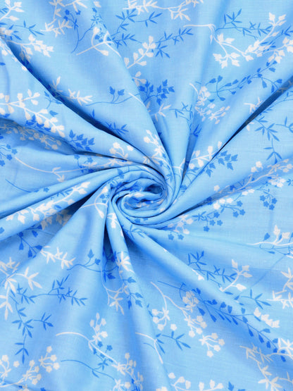 Home Ecstasy 100% Cotton 210 GSM Floral Dohar - Colour: Blue