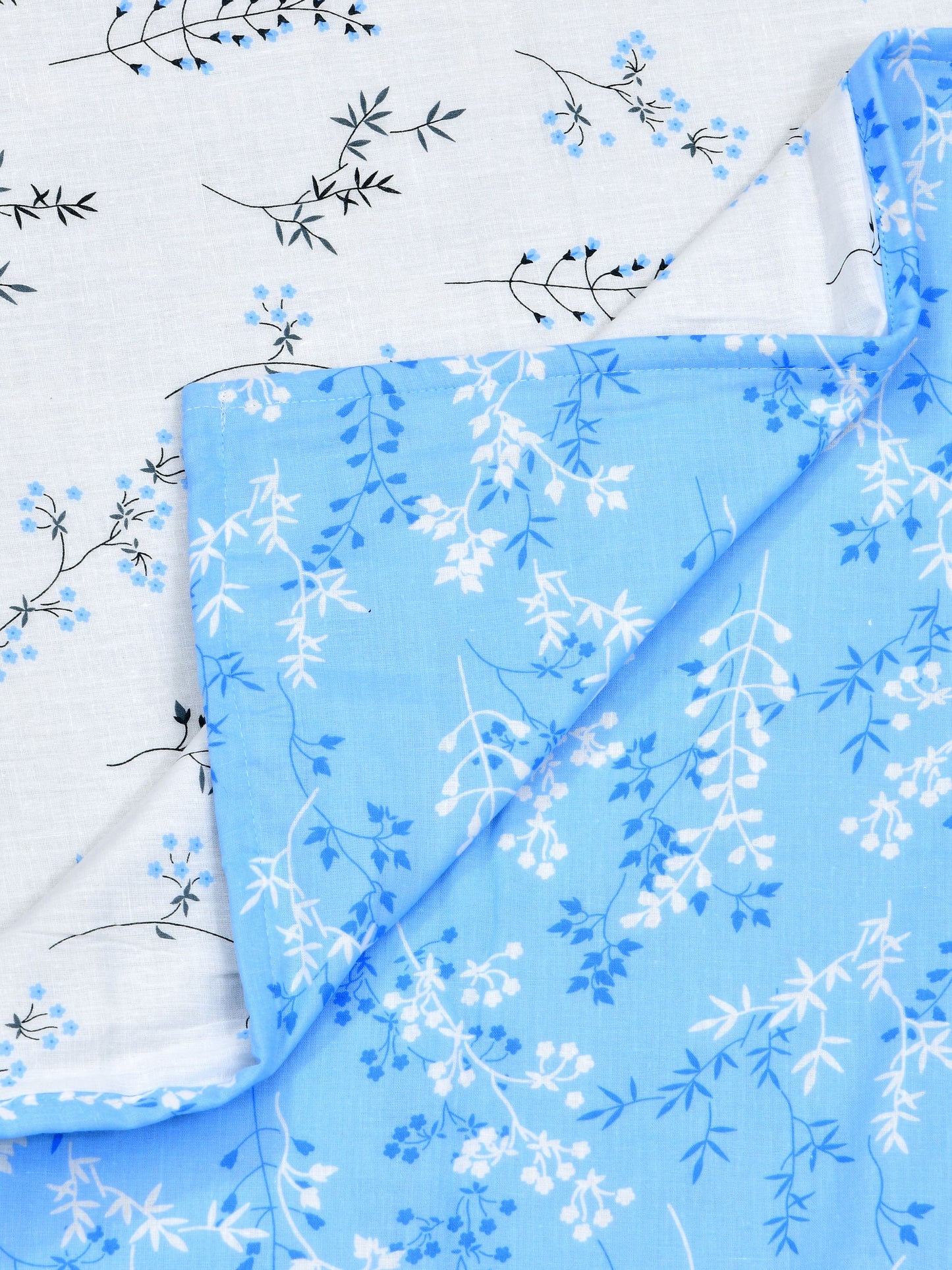 Home Ecstasy 100% Cotton 210 GSM Floral Dohar - Colour: Blue