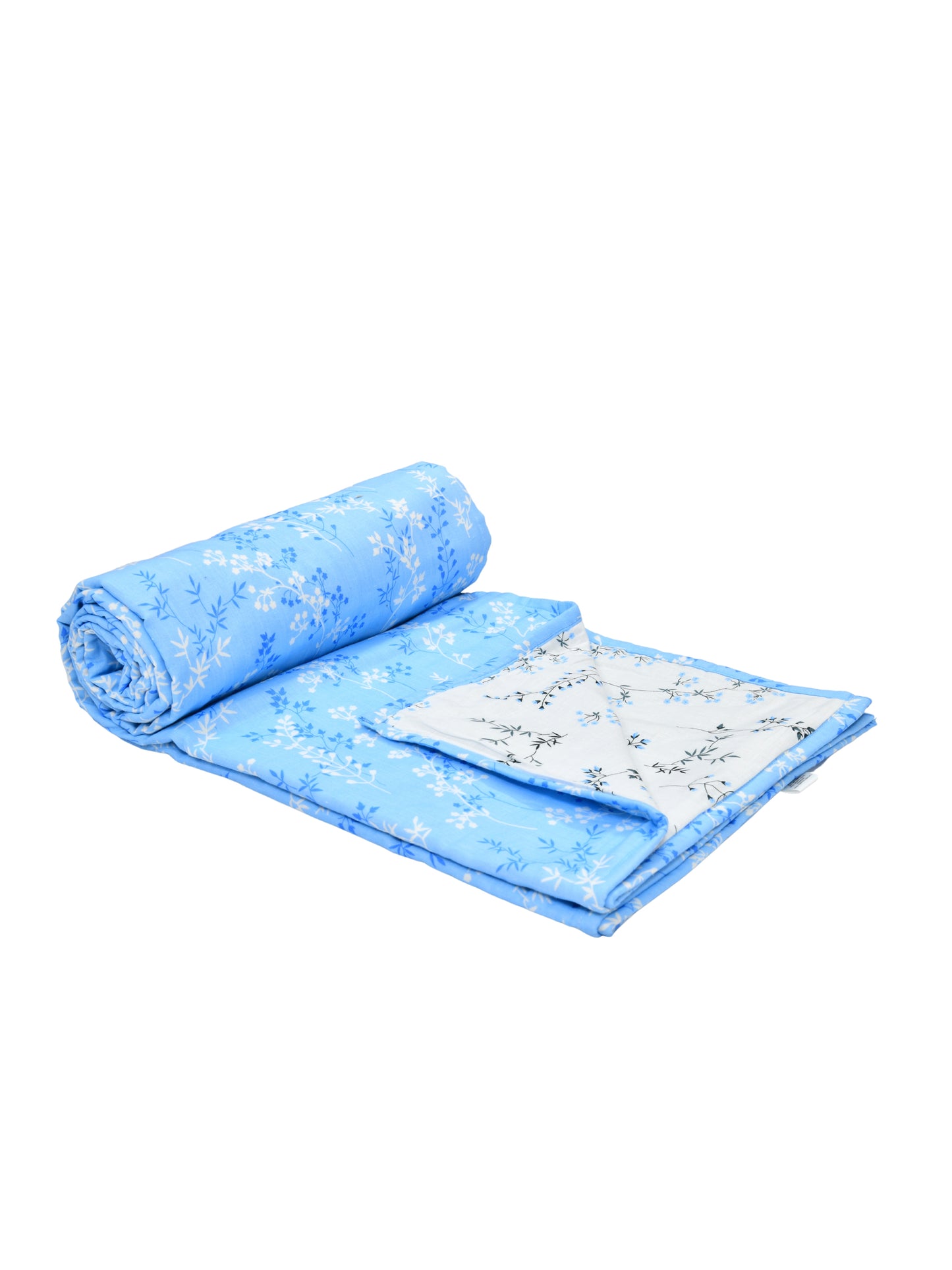 Home Ecstasy 100% Cotton 210 GSM Floral Dohar - Colour: Blue