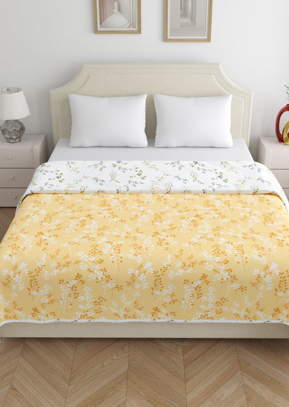 Home Ecstasy 100% Cotton Floral Dohar | 210 GSM | Mustard