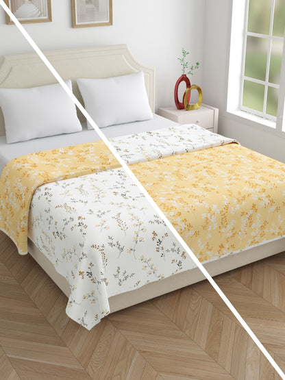 Home Ecstasy 100% Cotton Floral Dohar | 210 GSM | Mustard