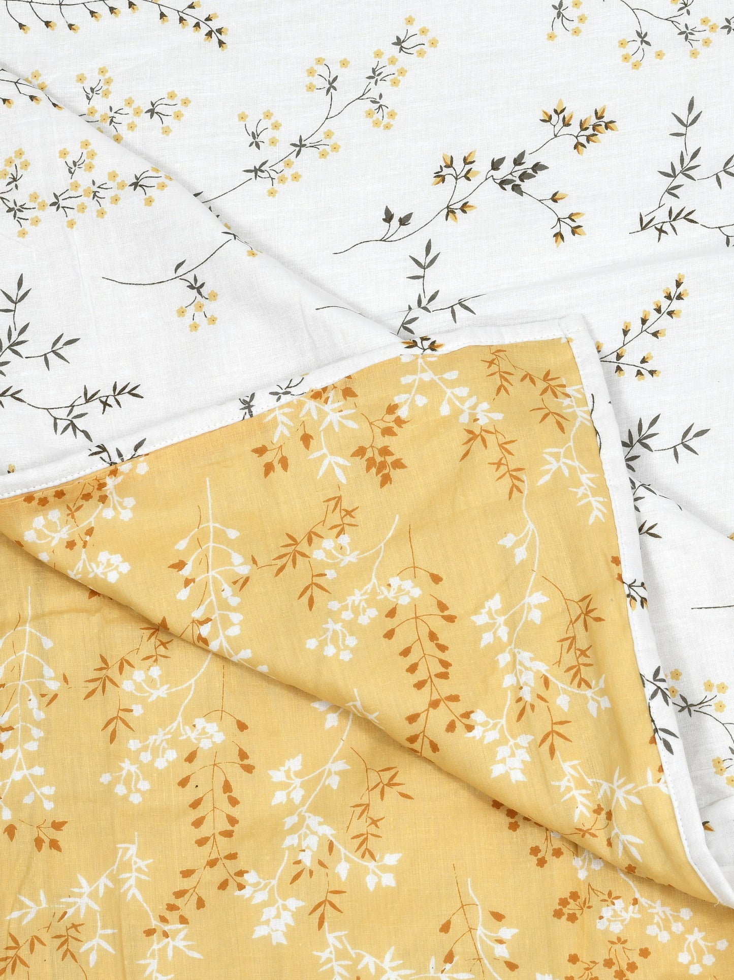 Home Ecstasy 100% Cotton Floral Dohar | 210 GSM | Mustard