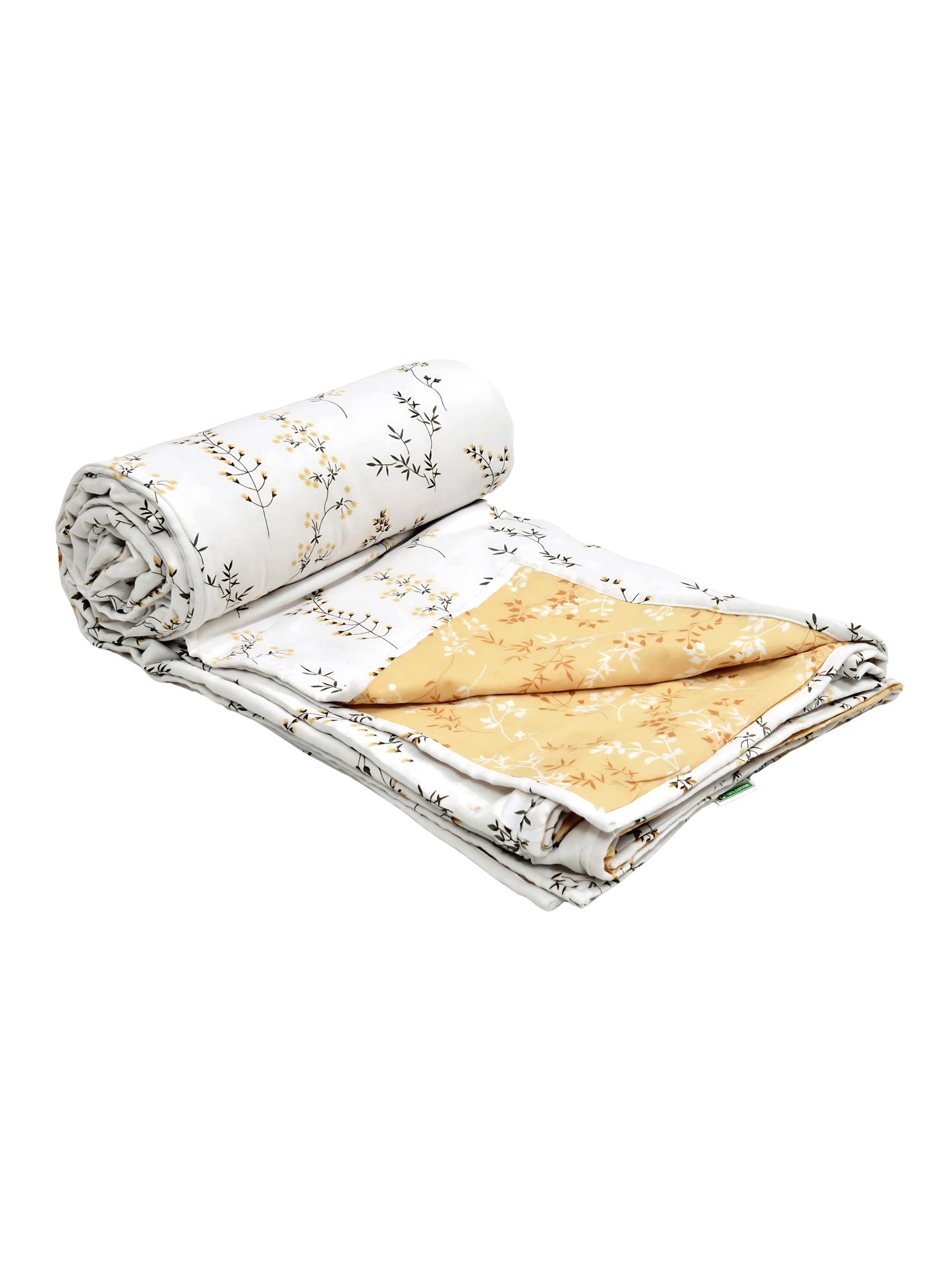 Home Ecstasy 100% Cotton Floral Dohar | 210 GSM | Mustard