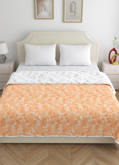 Home Ecstasy 100% Cotton Floral Dohar | 210 GSM | Orange