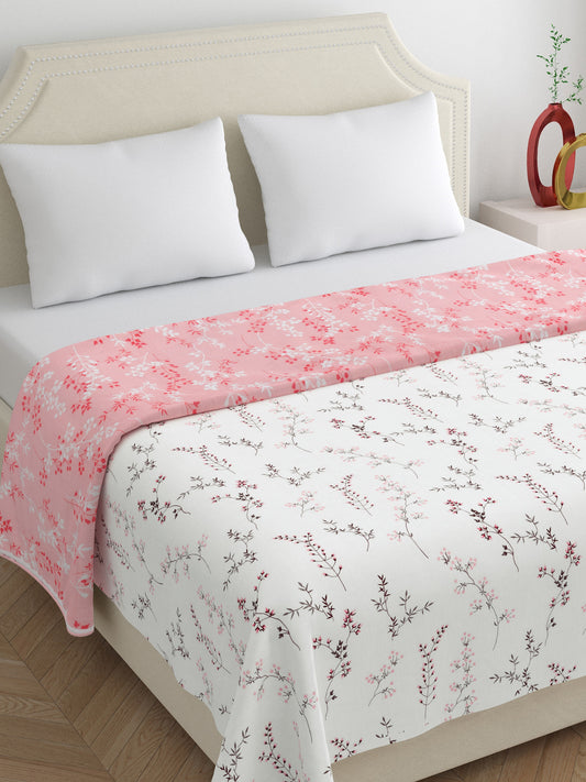 Home Ecstasy 100% Cotton Floral Dohar | 210 GSM | Pink