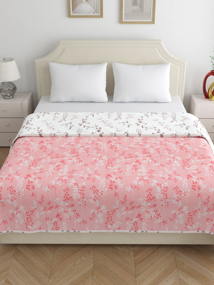 Home Ecstasy 100% Cotton Floral Dohar | 210 GSM | Pink