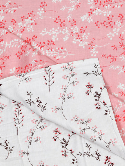 Home Ecstasy 100% Cotton Floral Dohar | 210 GSM | Pink