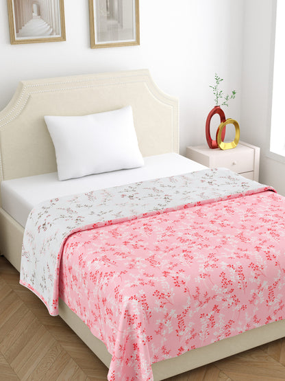 Home Ecstasy 100% Cotton 210 GSM Floral Dohar - Colour: Pink