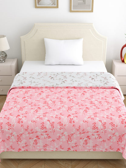 Home Ecstasy 100% Cotton 210 GSM Floral Dohar - Colour: Pink