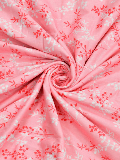 Home Ecstasy 100% Cotton 210 GSM Floral Dohar - Colour: Pink