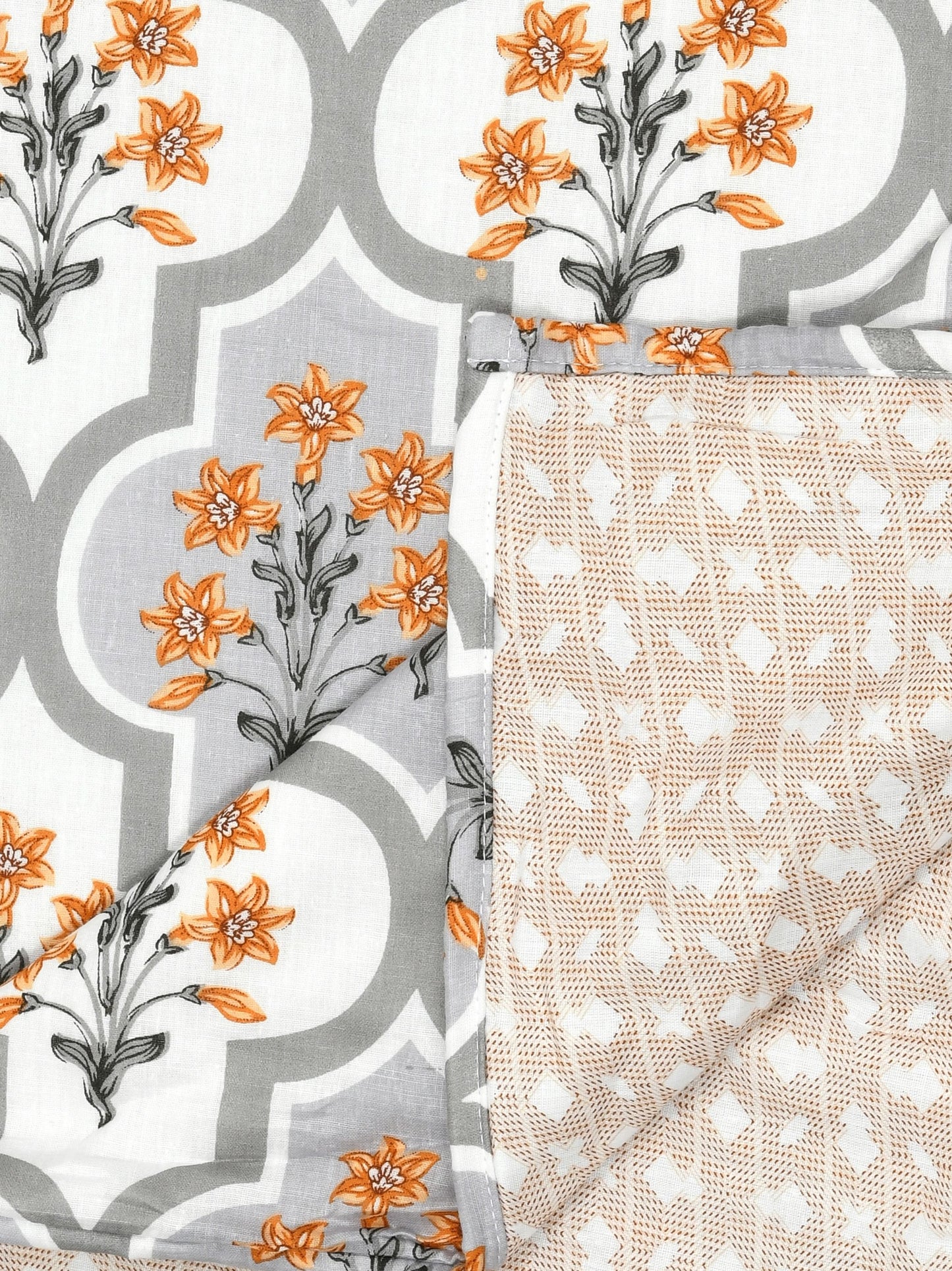 Home Ecstasy 100% Cotton Floral Dohar | 210 GSM | Brown