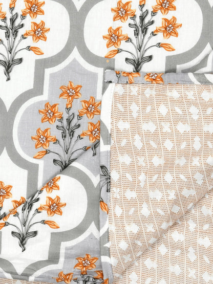 Home Ecstasy 100% Cotton Floral Dohar | 210 GSM | Brown