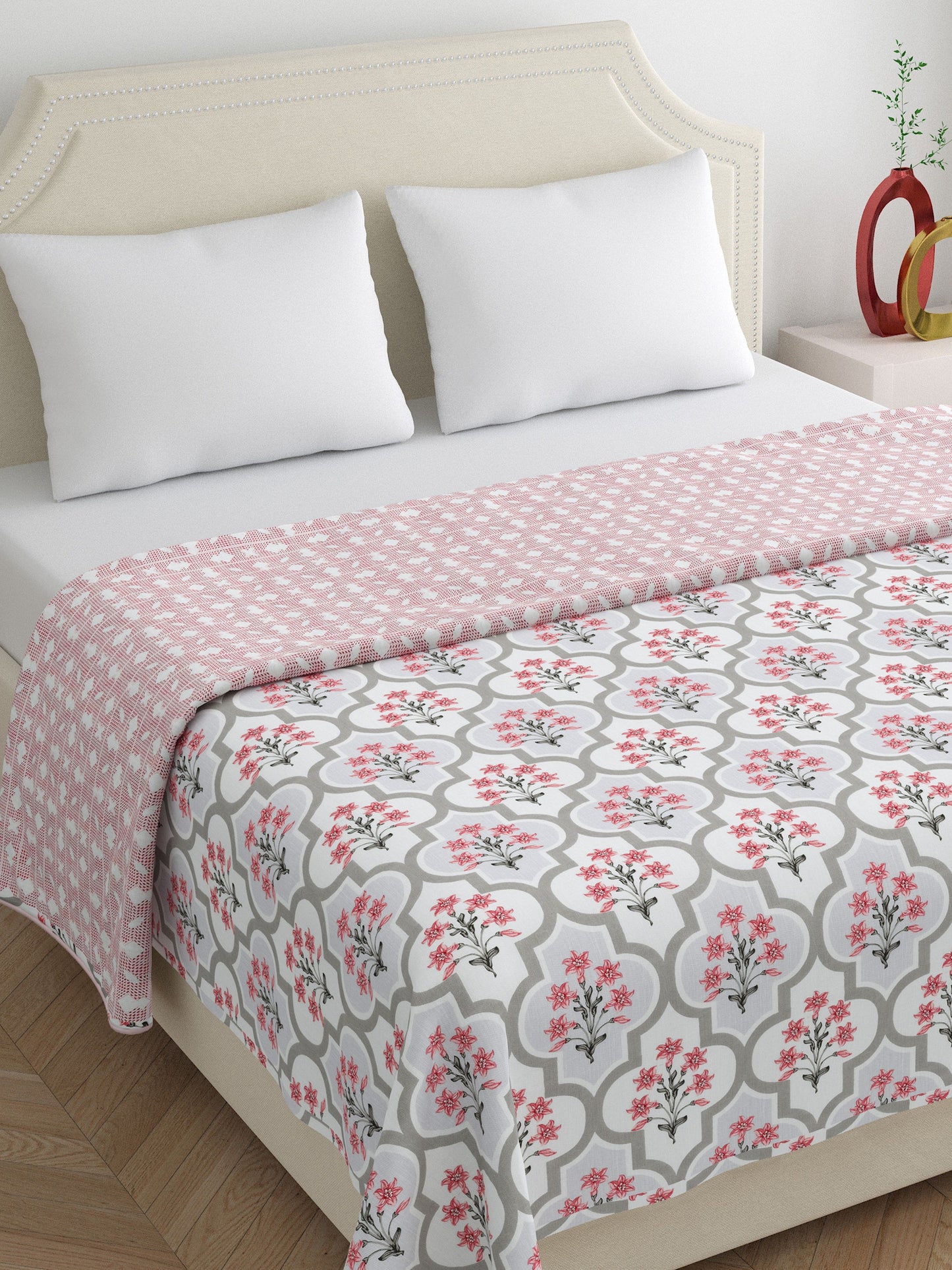 Home Ecstasy 100% Cotton Floral Dohar | 210 GSM | Maroon