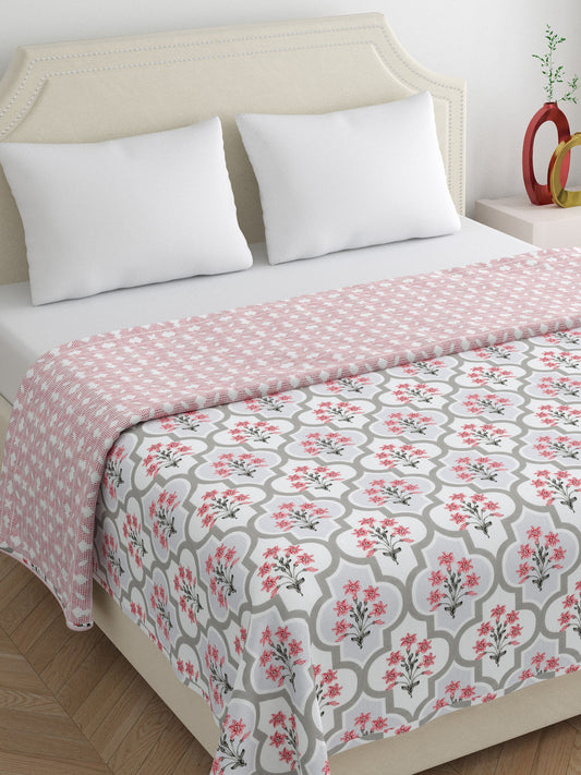 Home Ecstasy 100% Cotton Floral Dohar | 210 GSM | Maroon