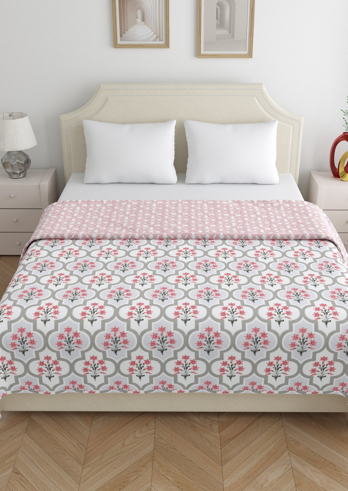 Home Ecstasy 100% Cotton Floral Dohar | 210 GSM | Maroon