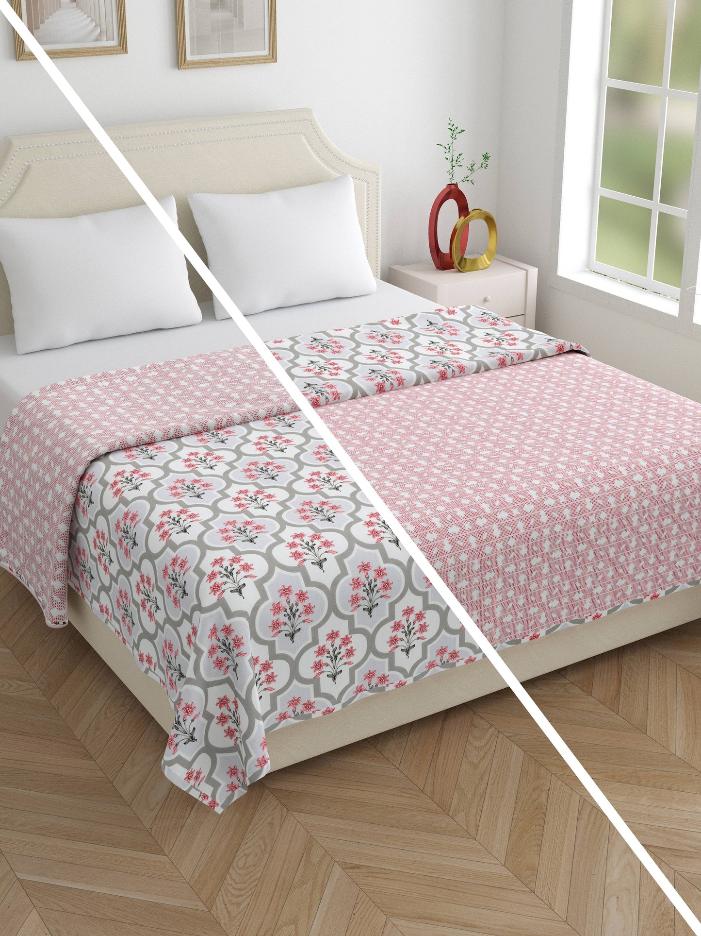 Home Ecstasy 100% Cotton Floral Dohar | 210 GSM | Maroon