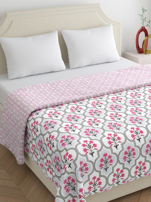 Home Ecstasy 100% Cotton Floral Dohar | 210 GSM | Red