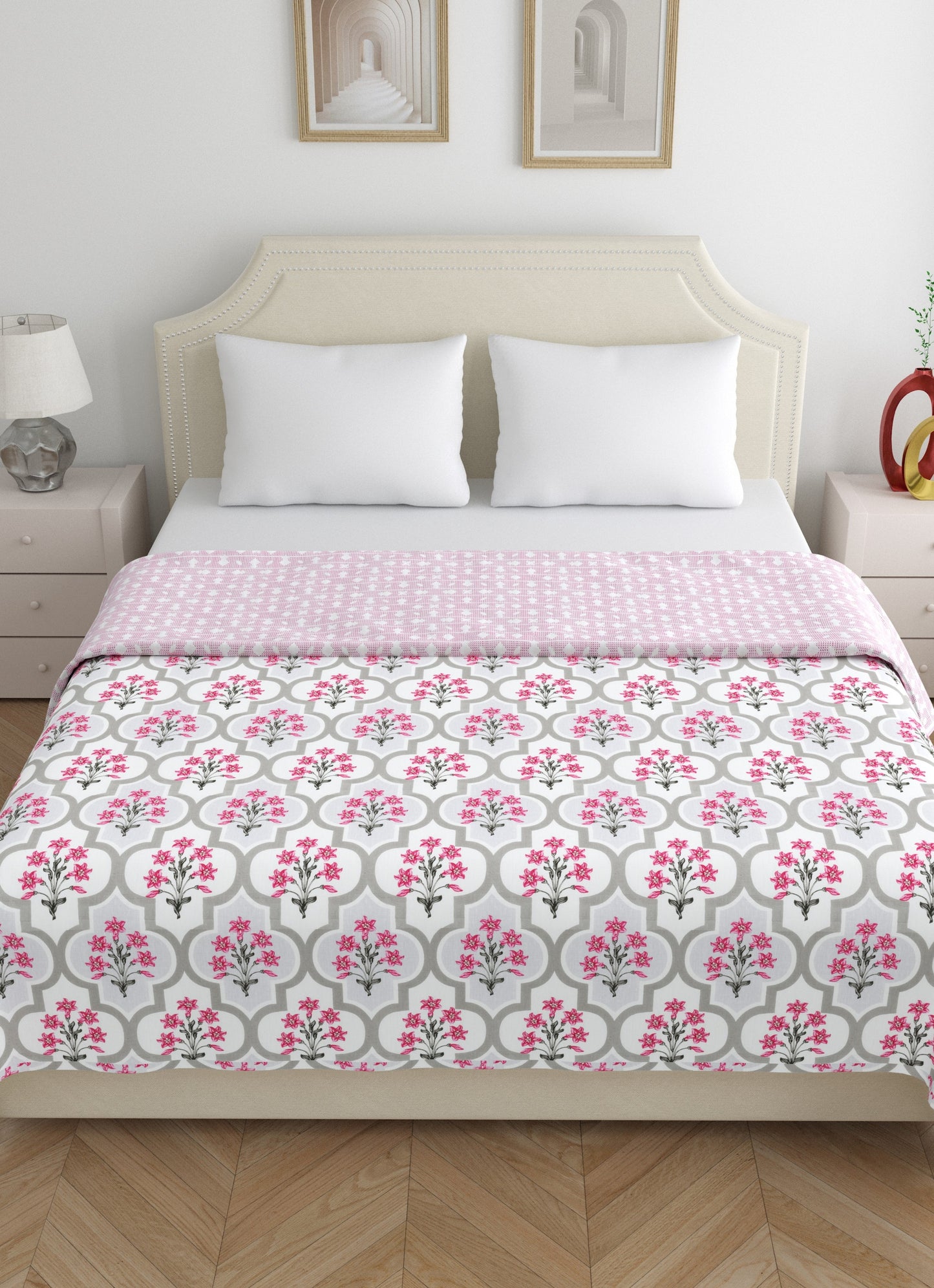 Home Ecstasy 100% Cotton Floral Dohar | 210 GSM | Red