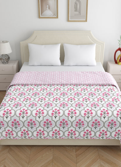 Home Ecstasy 100% Cotton Floral Dohar | 210 GSM | Red