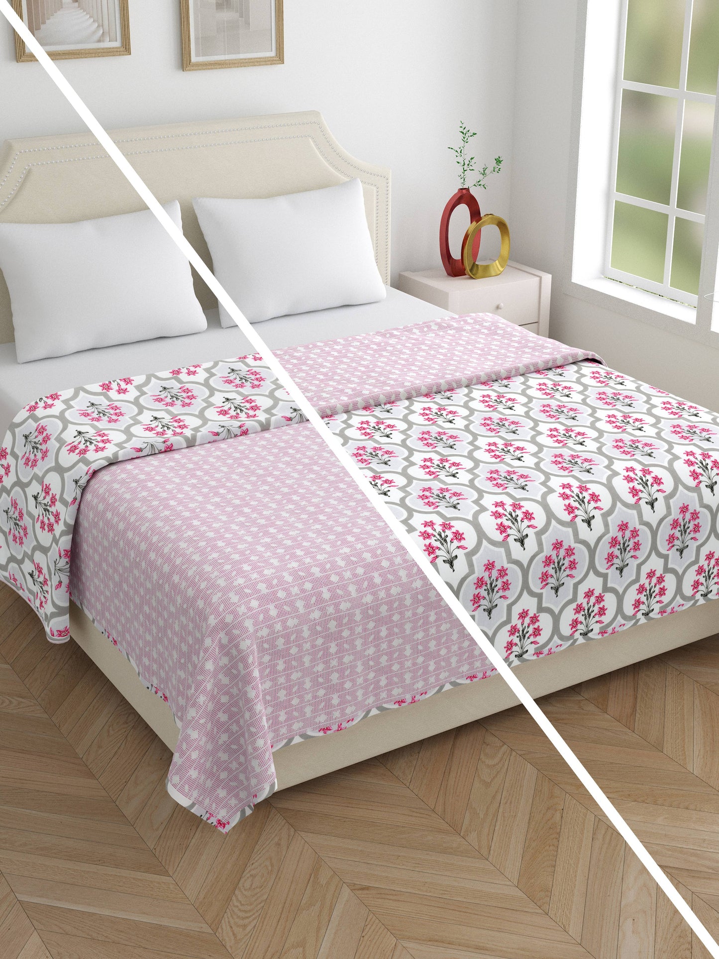 Home Ecstasy 100% Cotton Floral Dohar | 210 GSM | Red