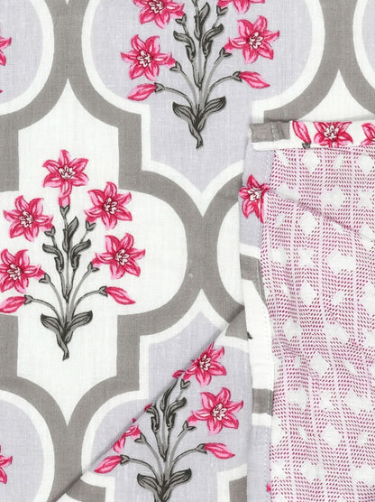 Home Ecstasy 100% Cotton Floral Dohar | 210 GSM | Red