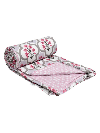 Home Ecstasy 100% Cotton Floral Dohar | 210 GSM | Red