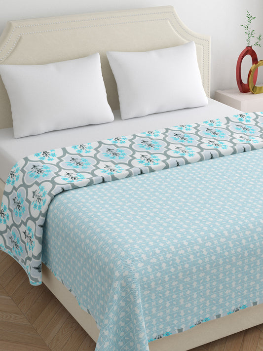 Home Ecstasy 100% Cotton Floral Dohar | 210 GSM | Teal