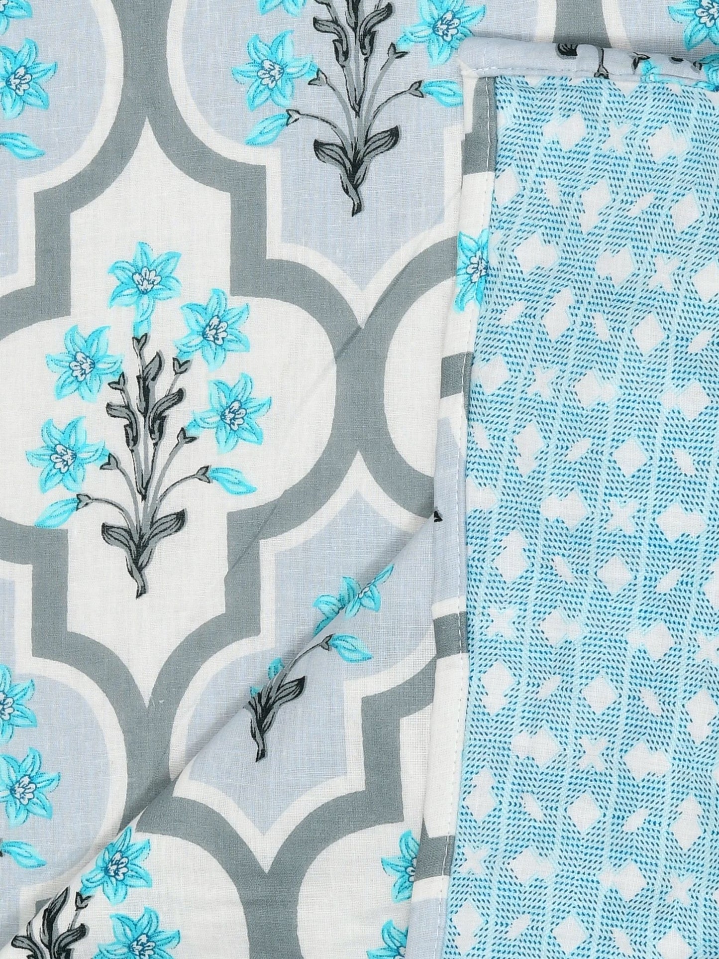 Home Ecstasy 100% Cotton Floral Dohar | 210 GSM | Teal