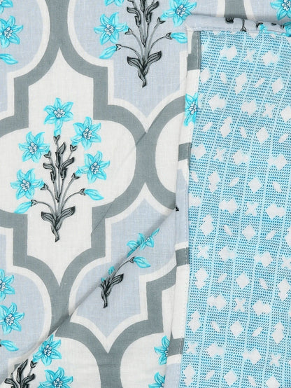 Home Ecstasy 100% Cotton Floral Dohar | 210 GSM | Teal